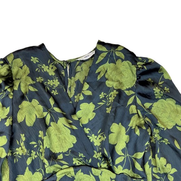 MANGO Long Sleeve Satin Midi Dress (Size 6) - Picture 2 of 9